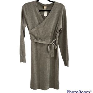 New Ijoah Wrap Front Sweater Dress Gray Large